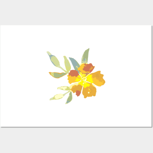 Citrus Yellow and Terracotta floral Posters and Art